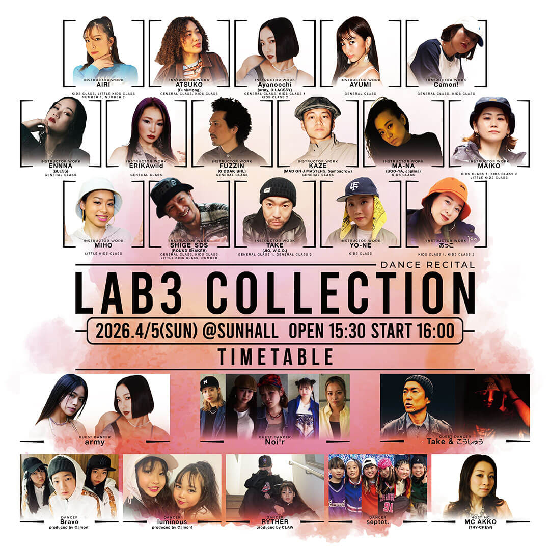LAB3 COLLECTION 2026 TIMETABLE